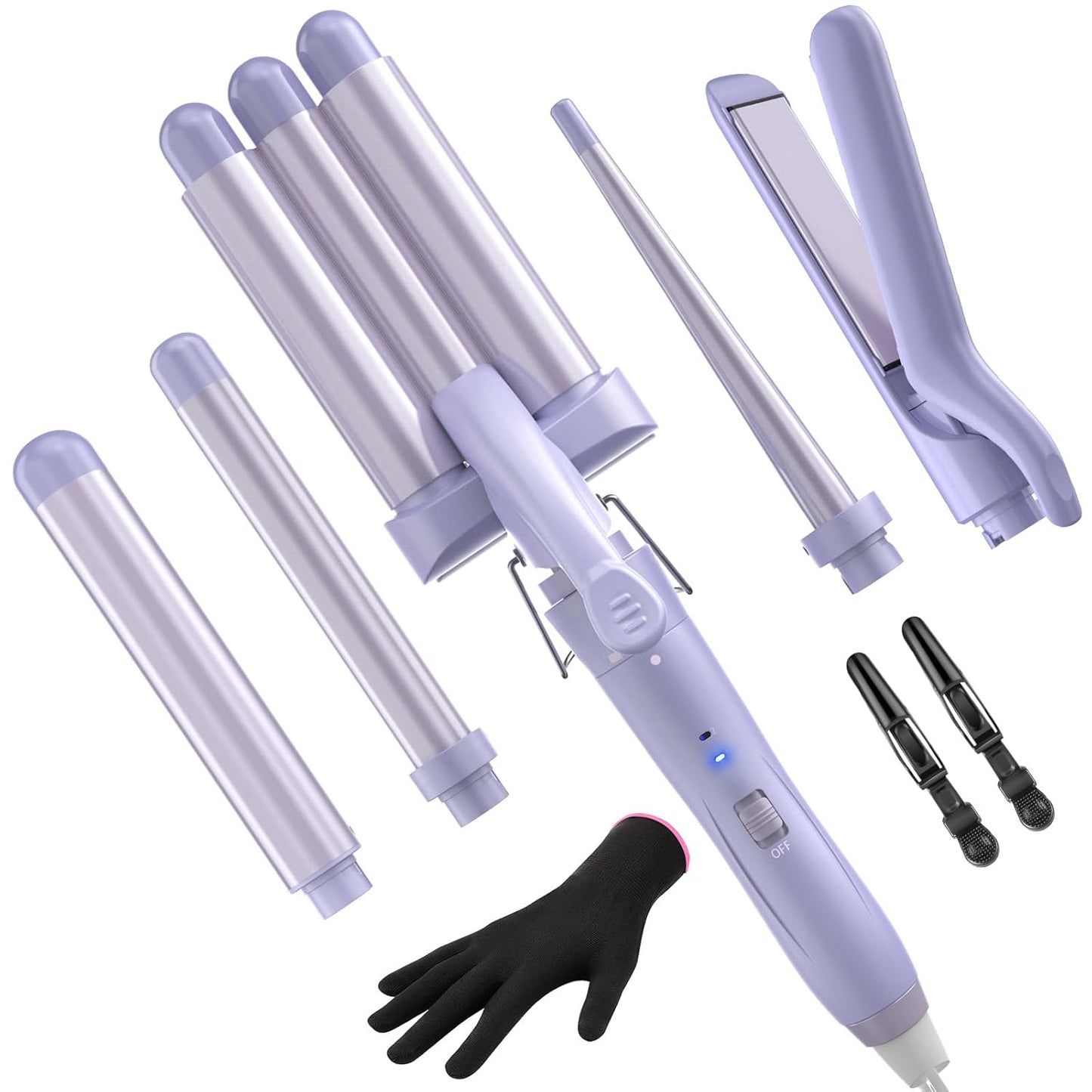 5 in 1 Curling Iron Set with Hair Straightener and Crimper