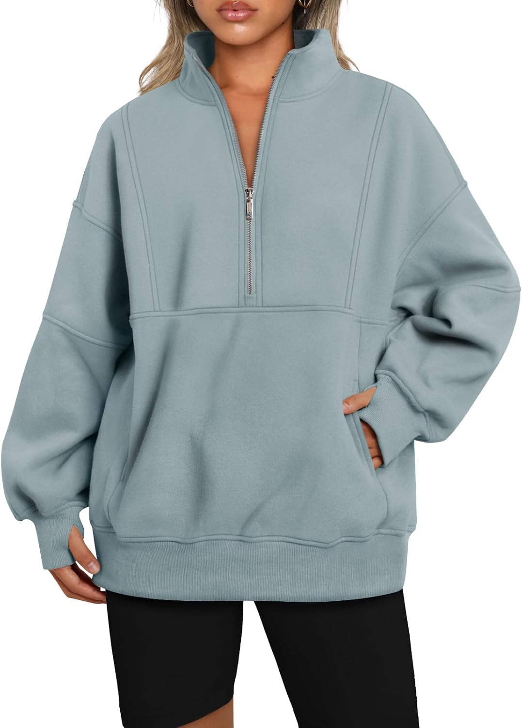Cozy Oversized Fleece Pullover with Pockets by AUTOMET