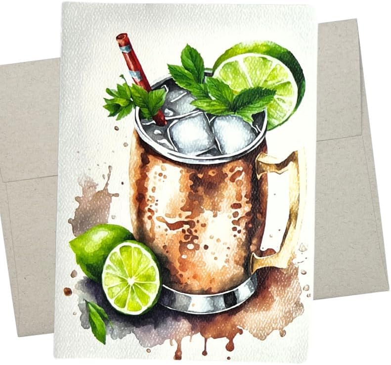 Premium Moscow Mule Birthday Card - Blank Inside, Perfect for All Occasions - 5x7 Inch