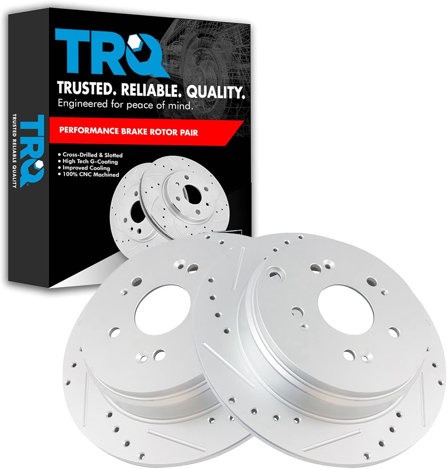 TRQ Rear Performance Brake Rotors Set for Acura RDX & Honda CR-V