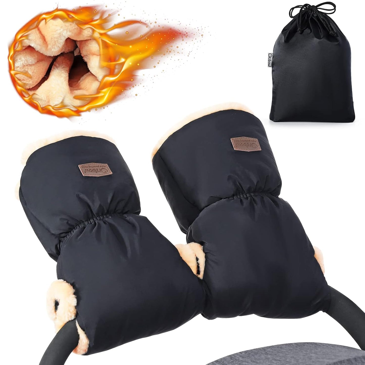 Orzbow Faux Sheepskin Stroller Gloves for Ultimate Warmth