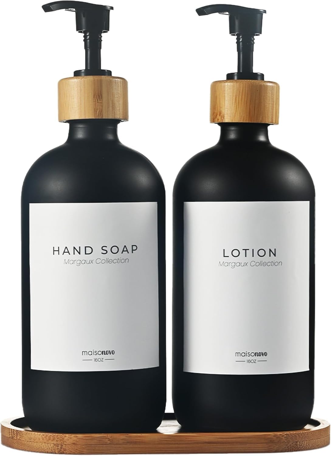 Maisonovo Glass Soap Dispenser Set for Bathroom and Kitchen