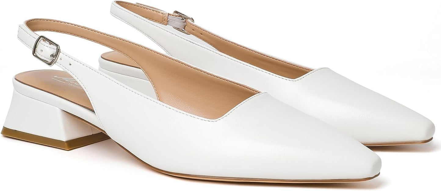 Mostrin Womens Chunky Low Heels D'Orsay Slingback Pumps
