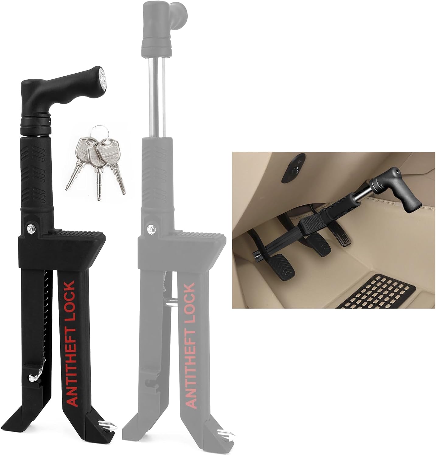 Brake Pedal Lock - Heavy Duty Anti Theft Device for Vehicles