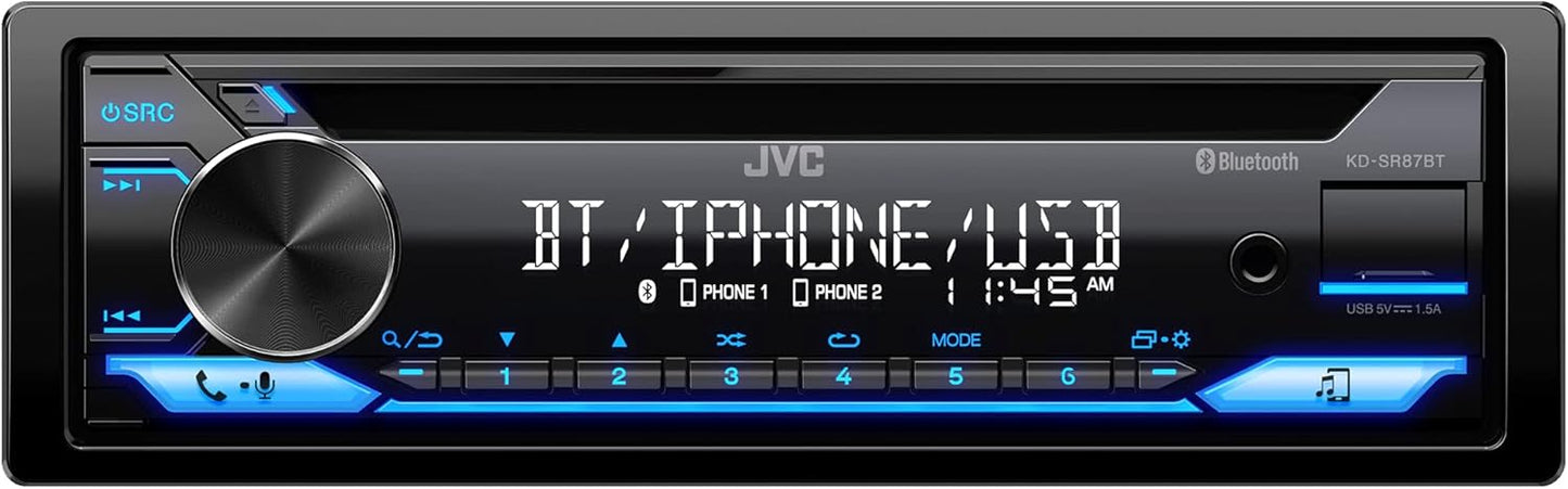 JVC KD-SR87BT Bluetooth CD Car Stereo with USB and AM/FM Radio