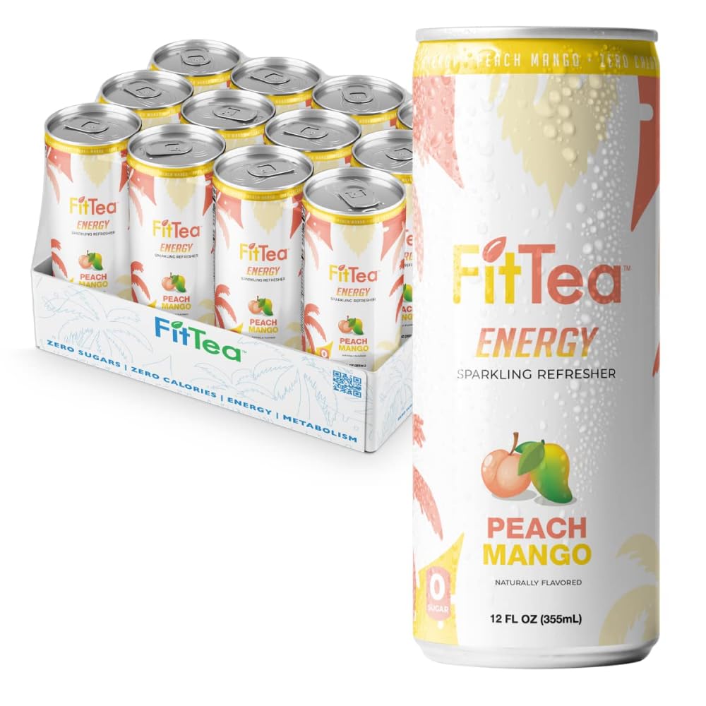 FitTea Healthy Energy Drink - Peach Mango Sparkling Refresher
