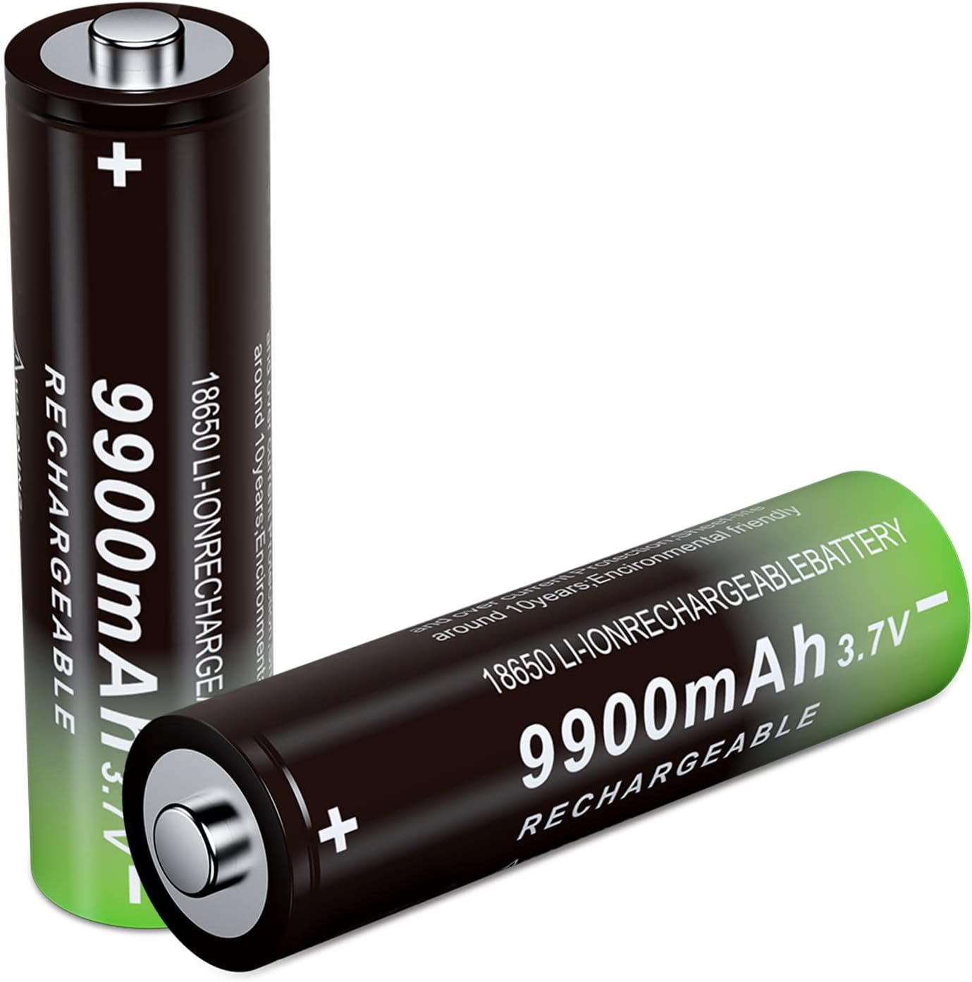 Long-lasting Power: 2Pcs 3.7v 9900mAh Li-ion Batteries