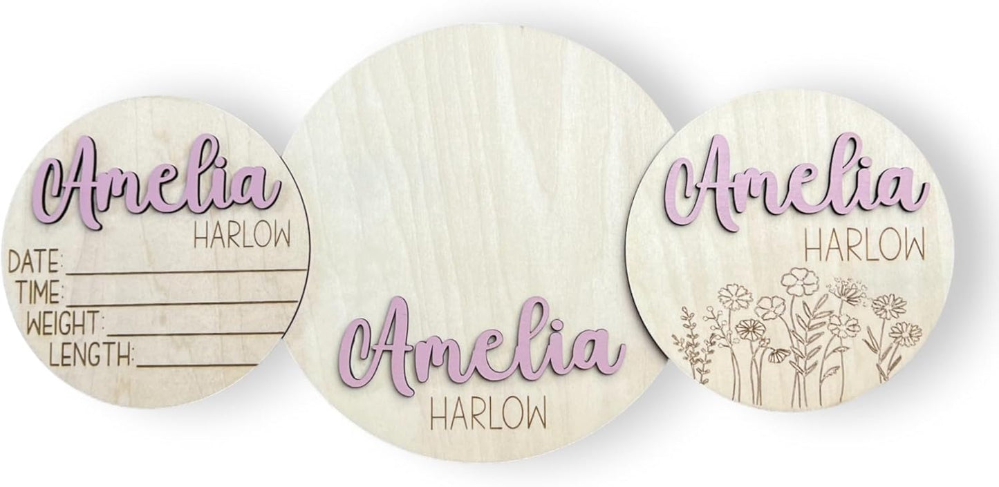 Personalized Birth Announcement Name Sign Bundle for Newborns