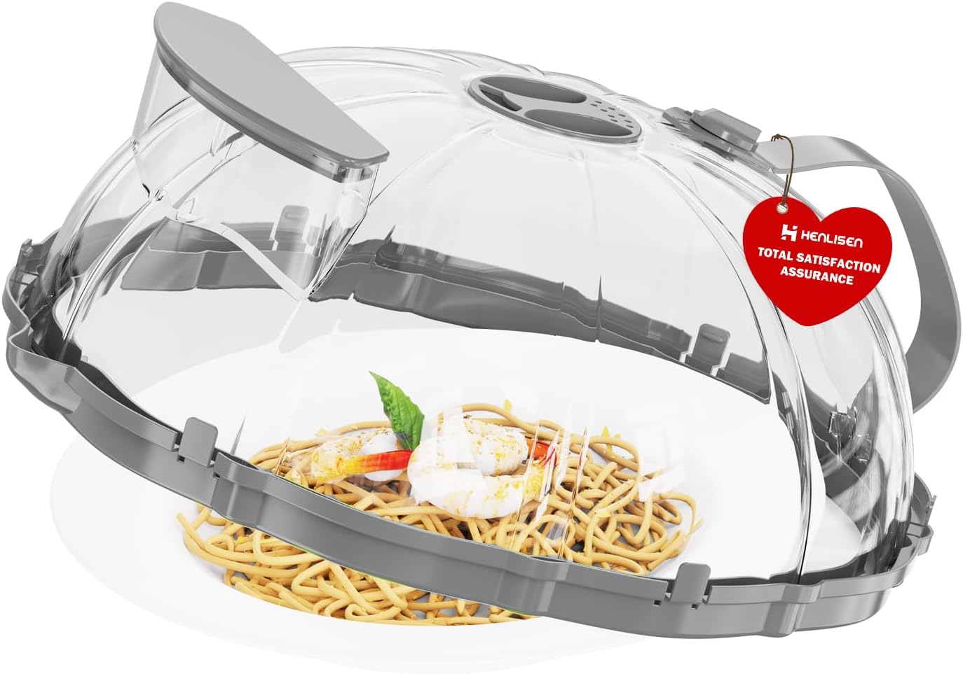 Clear 10 Microwave Splatter Cover: BPA-Free & Dishwasher Safe with Water Steamer, Handle | Henlisen