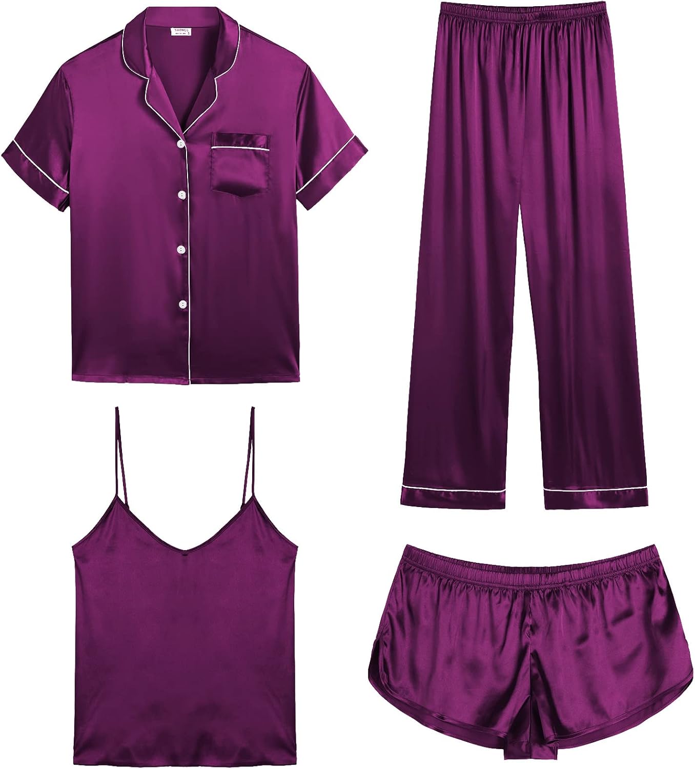 SWOMOG Womens Silk Satin Pajamas Sets for Comfort and Style