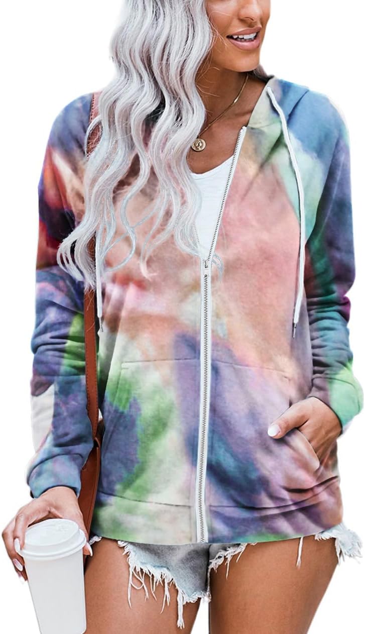 WROLEM Women Casual Full Zip Up Hoodie Comfy Long Sleeve Jacket