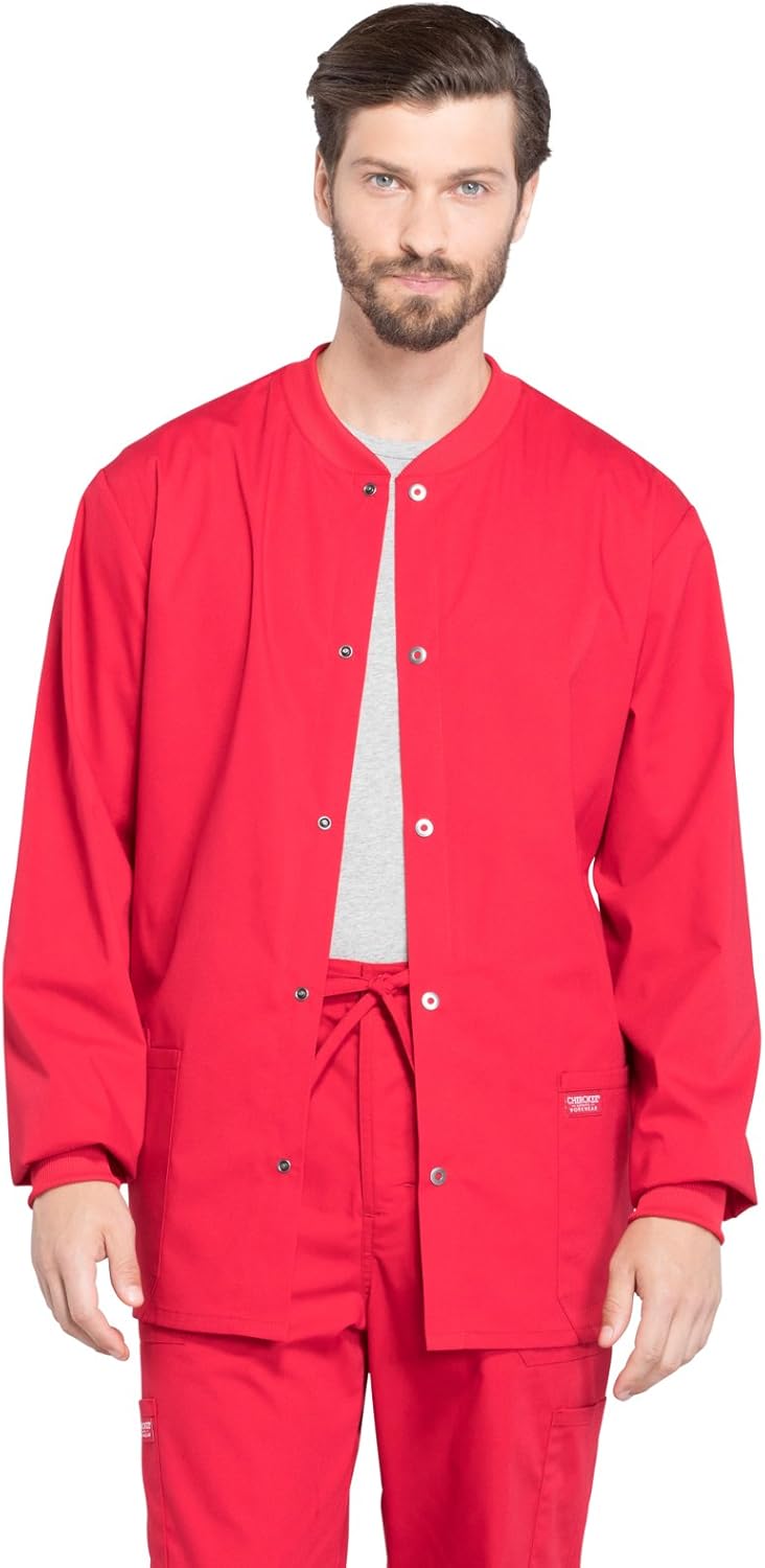 Cherokee Men's Medical Scrub Jacket with Long Sleeve Comfort