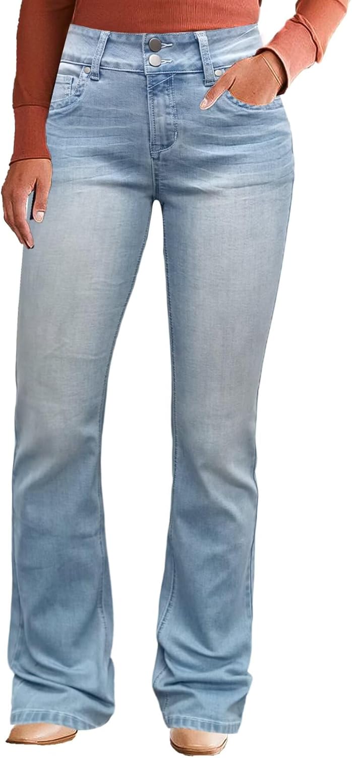 Flamingals Boot Cut Jeans for Women with High Waist Tummy Control