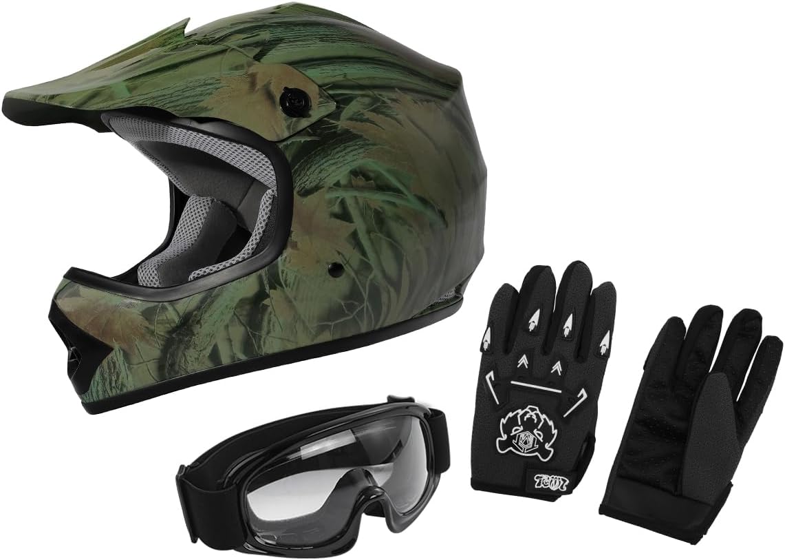 XFMT Dot Youth Kids Motocross Helmet with Goggles and Gloves