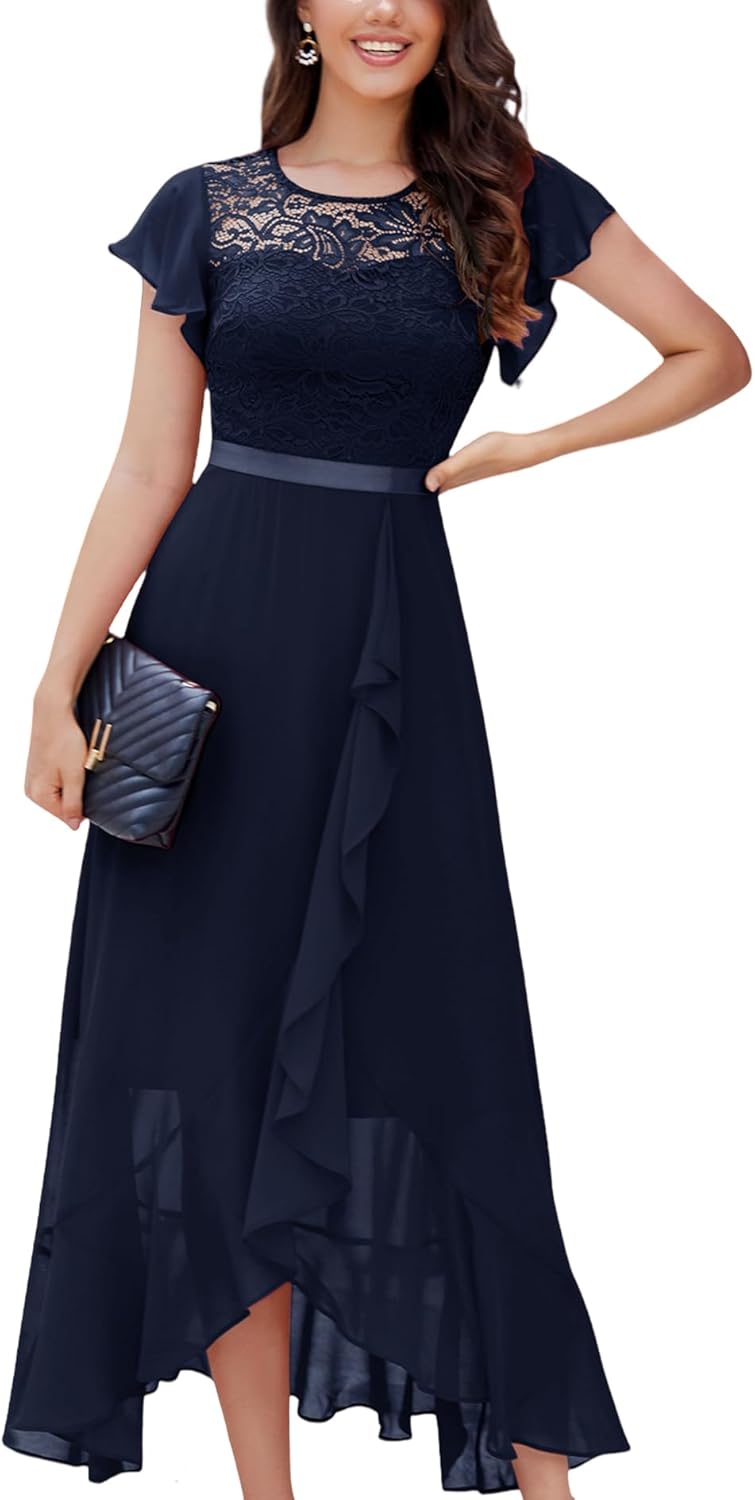 BeryLove Formal Dresses for Women - Elegant Lace Long Prom Dress