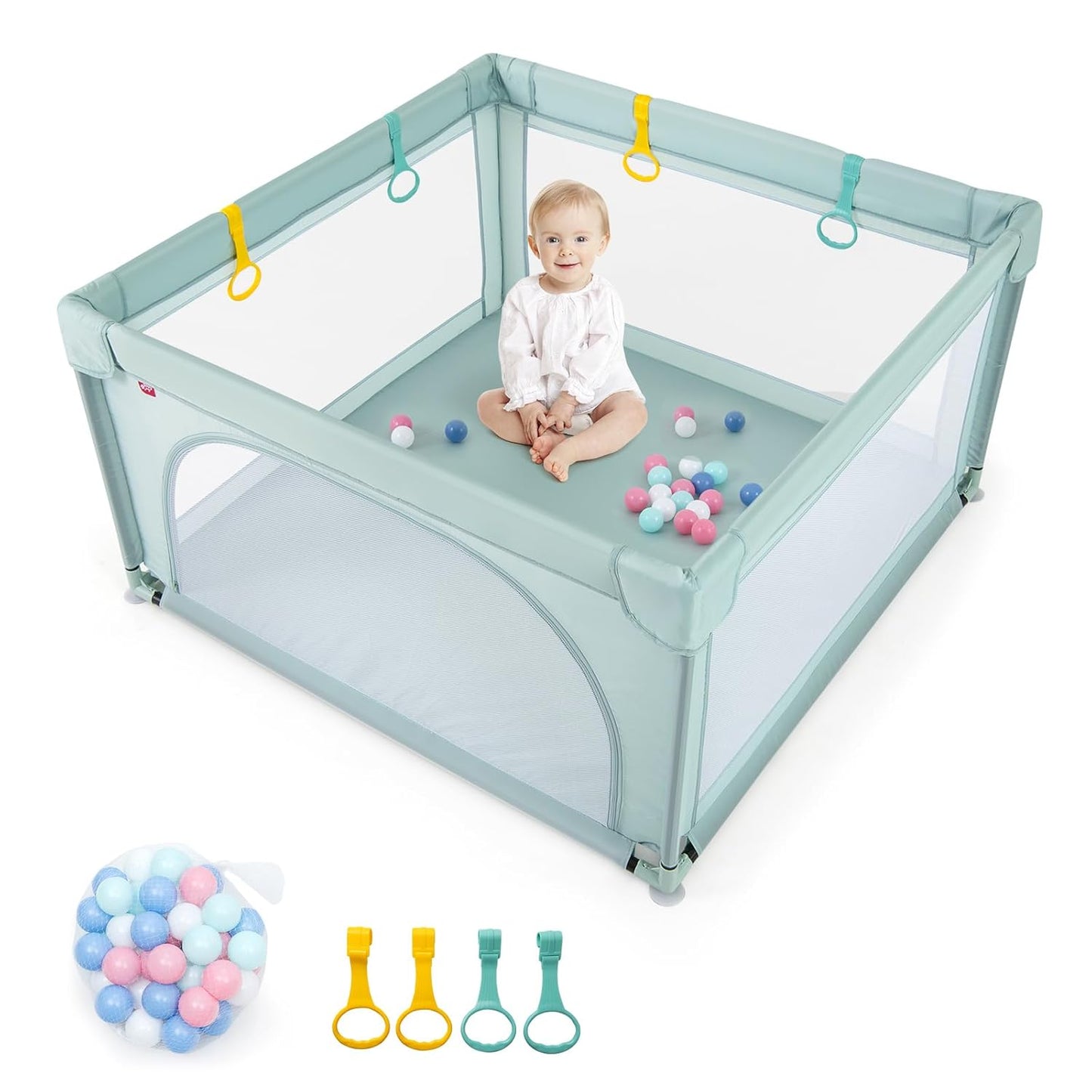 Costzon Baby Playpen: Extra Large Playard with 50 Ocean Balls