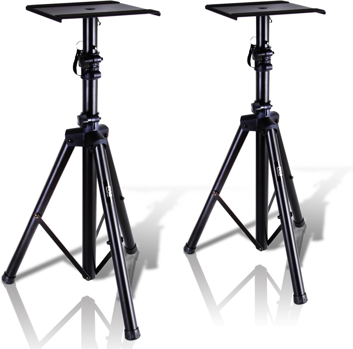 Pyle Dual Studio Monitor Stand Pair w/ Metal Base - Adjustable Height 34-53 - Ideal for Home, Studio, DJ - 90 lbs Capacity