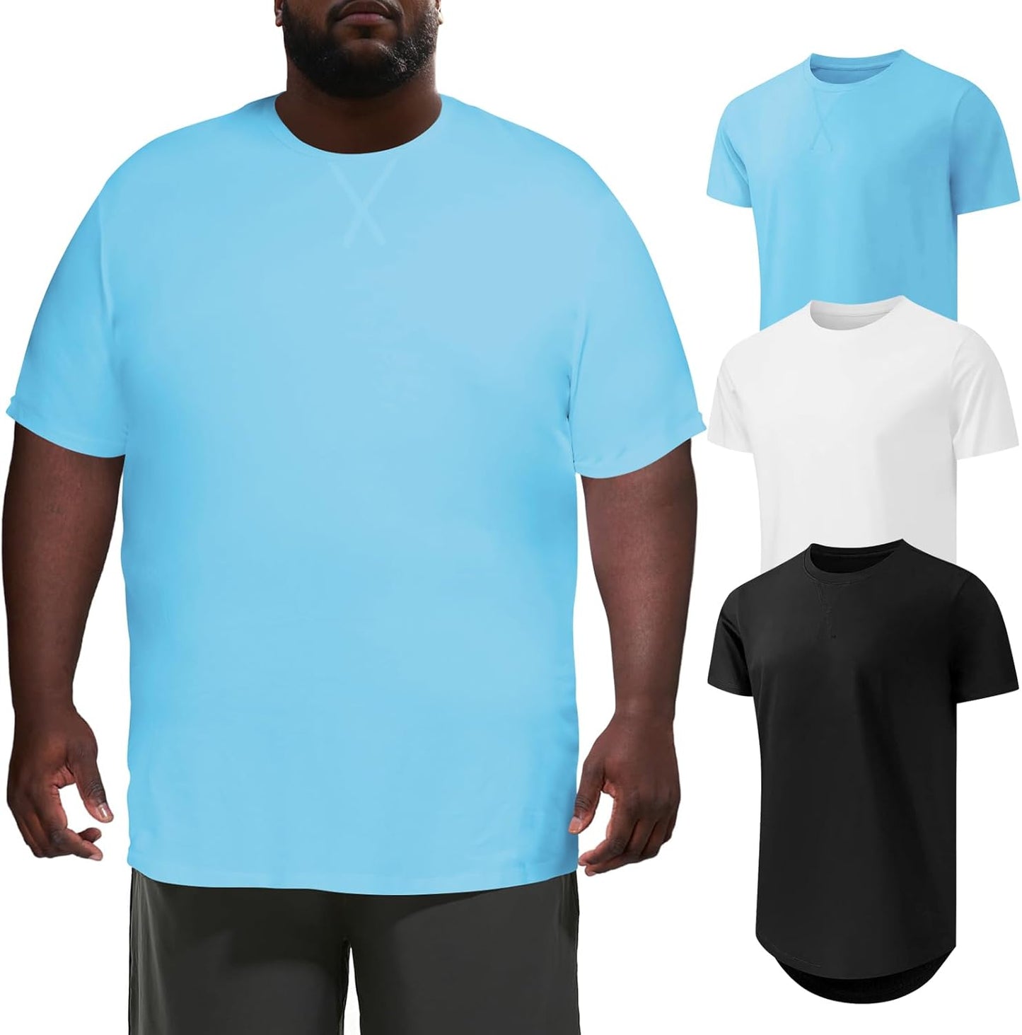 Men's Big and Tall T-Shirts 3XL-8XL Casual Stretch Tee