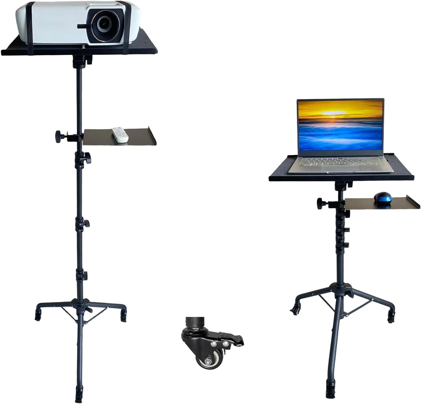 Portable Projector Stand with Wheels | Adjustable Laptop Tripod