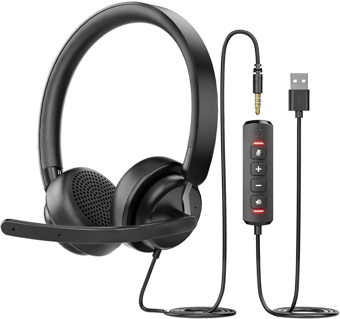 USB Headset with Noise-Canceling Mic - Ideal for Work