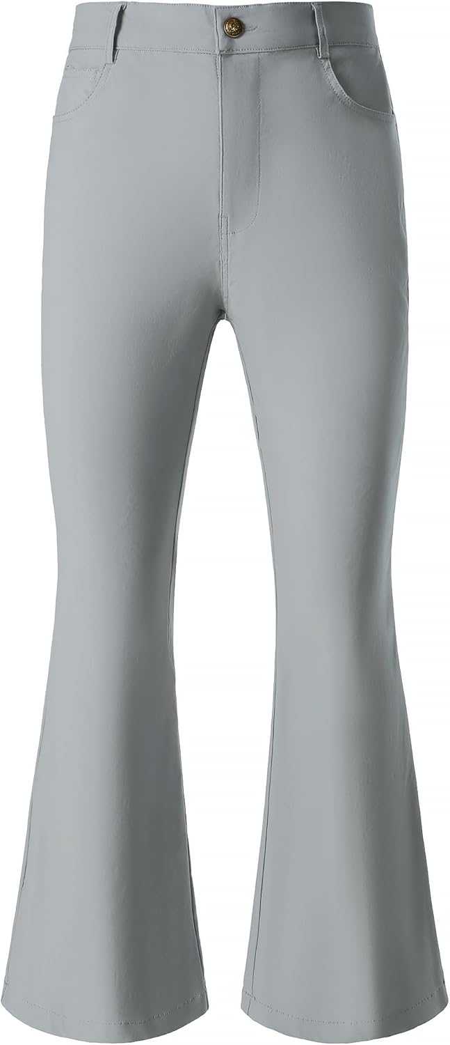 JOGAL Mens Bell Bottom Pants for Retro 70s Disco Outfits