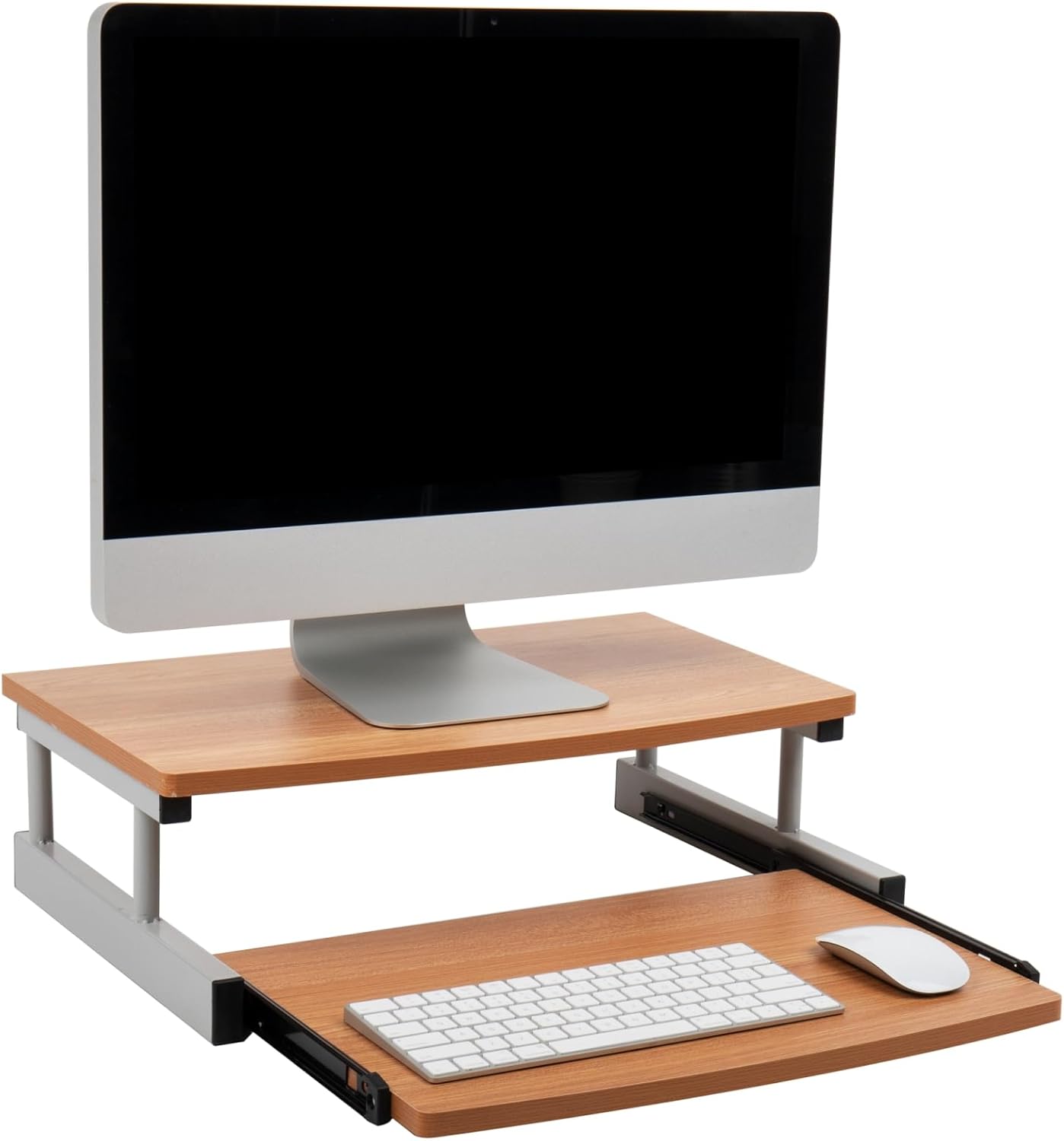 Mind Reader Monitor Stand with Sliding Keyboard - Ergonomic Office Solution