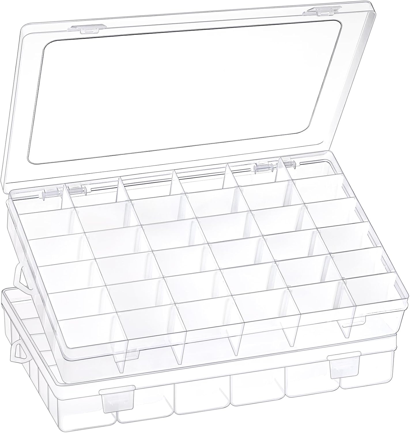 AOZITA 2-Pack Clear Plastic Organizer - Adjustable Dividers for Small Items