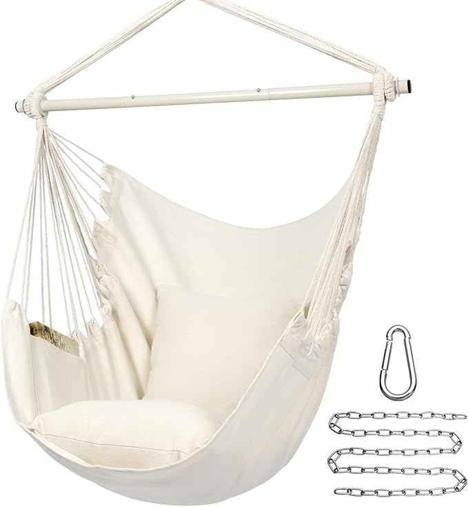 Y- STOP Hammock Chair Hanging Rope Swing Chair for Comfort
