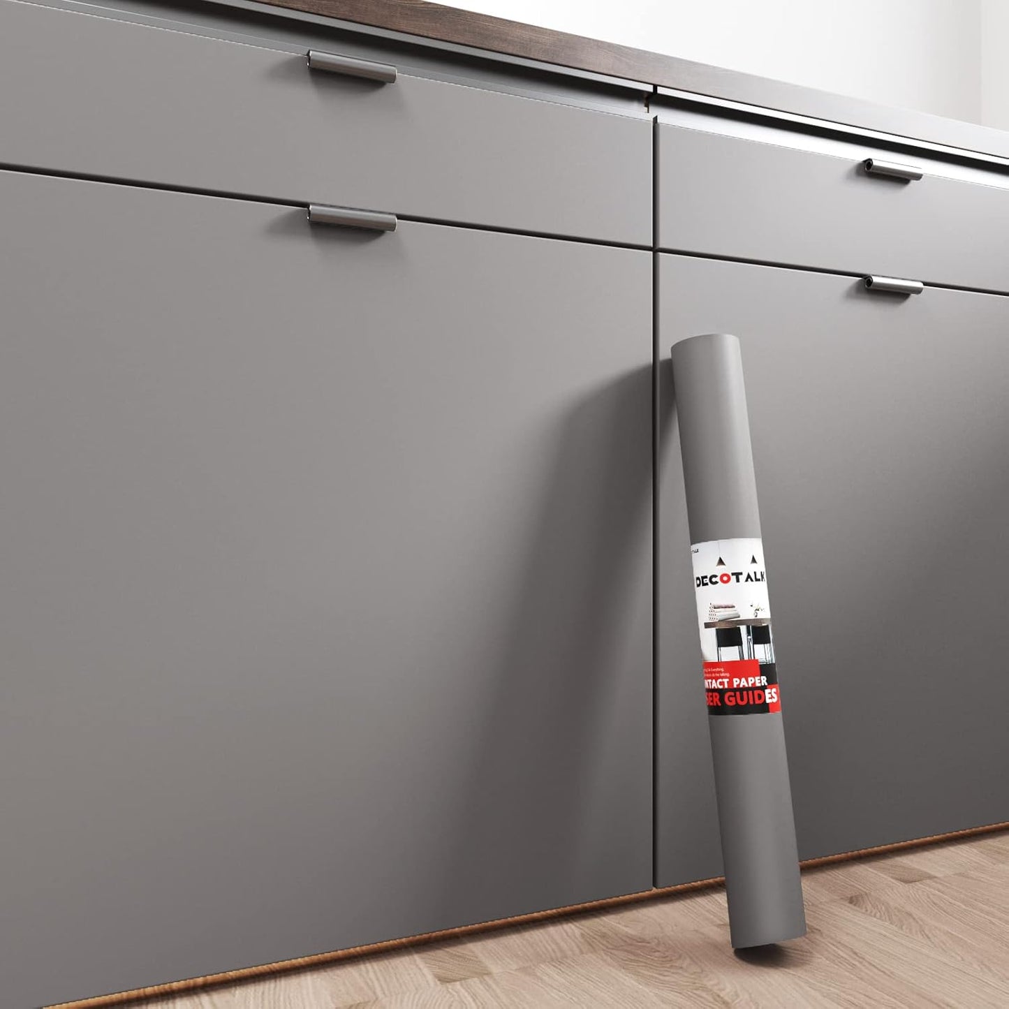 Decotalk Grey Wallpaper Peel and Stick for Cabinets and More