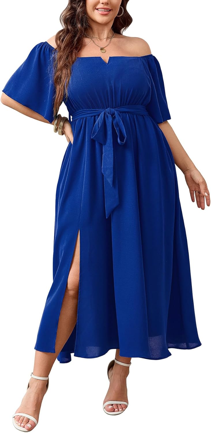 Plus Size Formal Dresses Off The Shoulder with Pockets