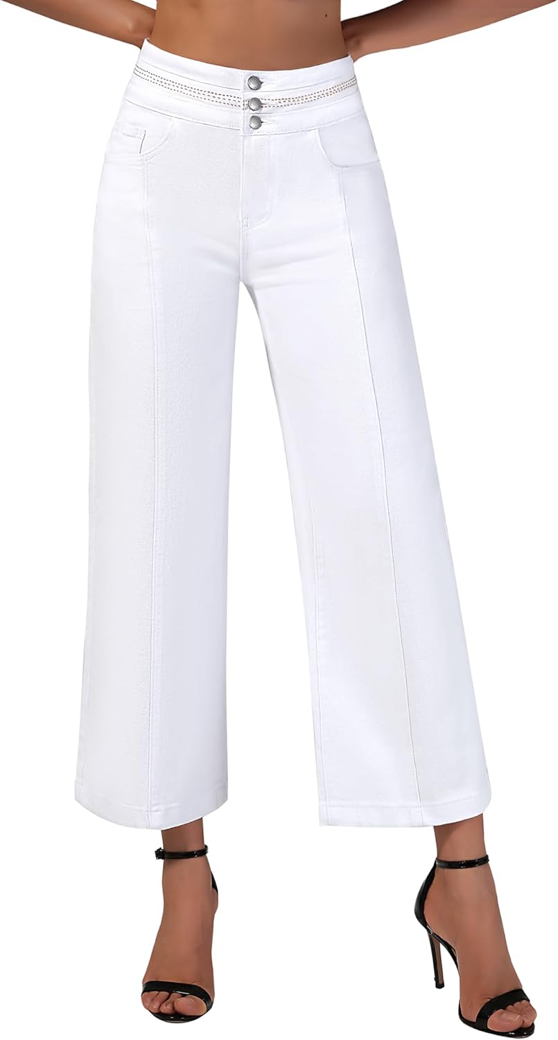 Roswear Women's Wide Leg Petite Jeans for Stylish Comfort
