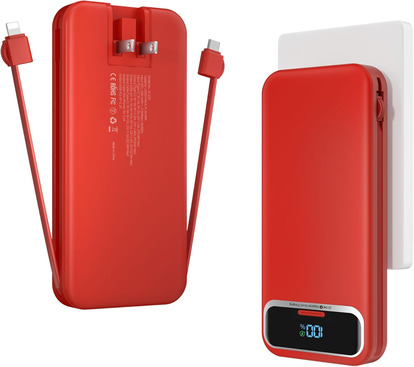 Fast Charge Power Bank + Built-in Cables