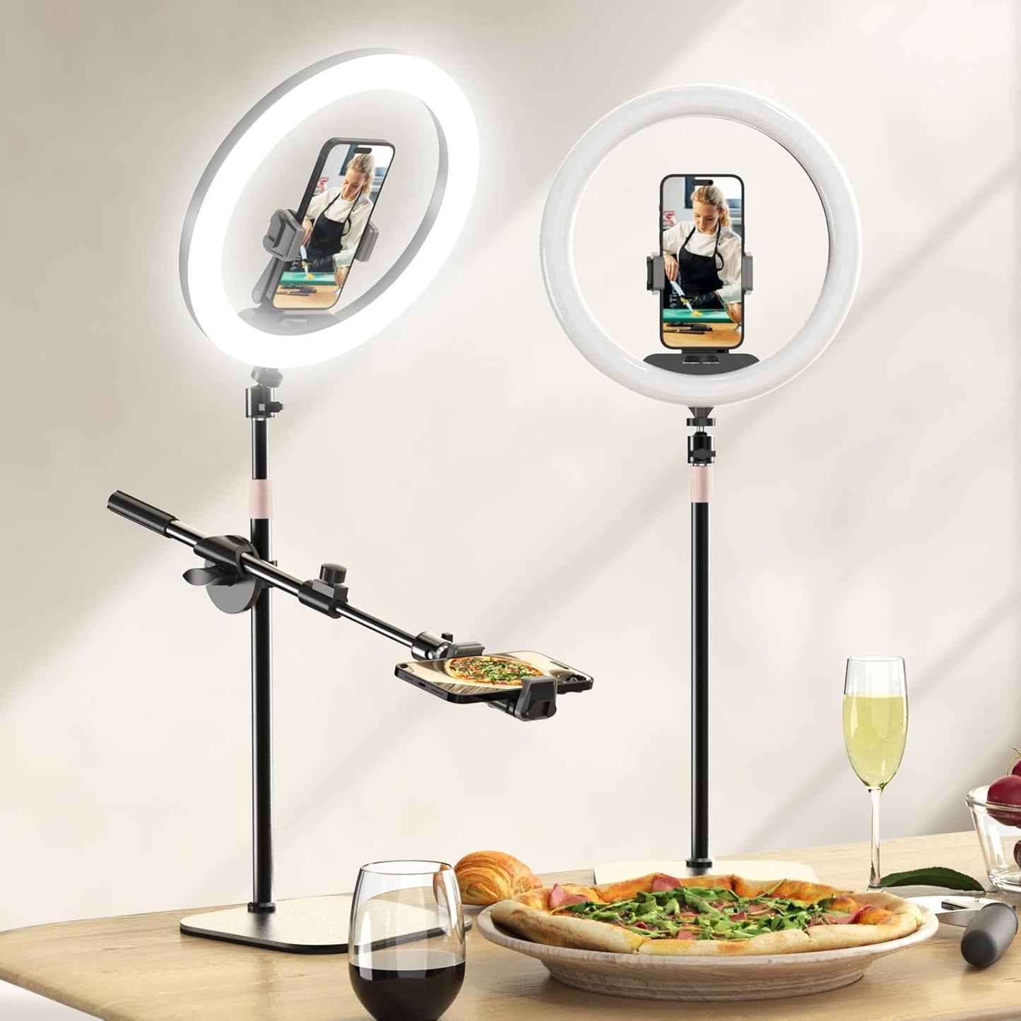 UBeesize 12 Desk Ring Light with Overhead Phone Mount
