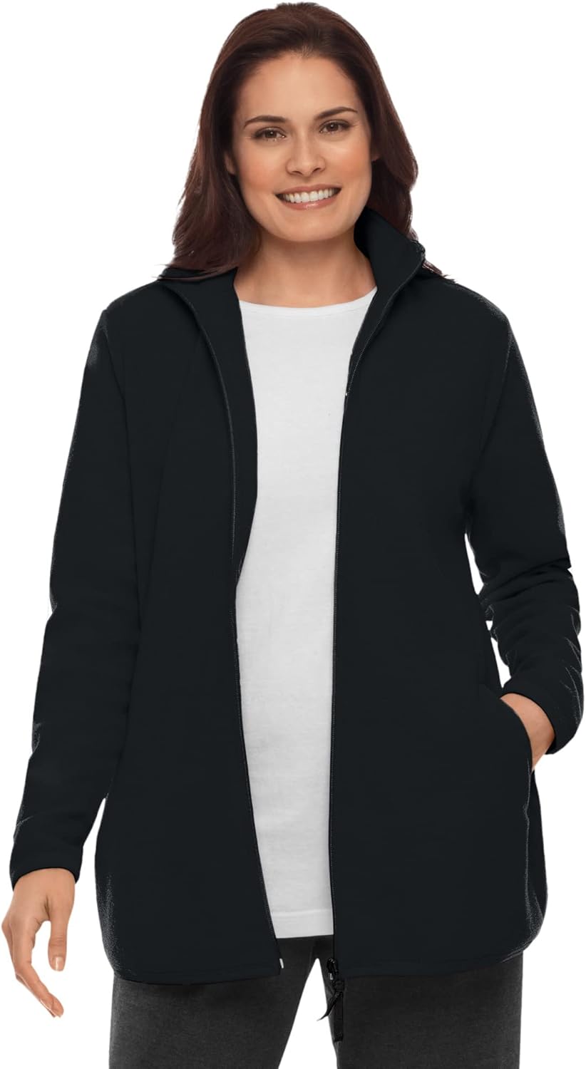 Plus Size Zip-Front Microfleece Jacket for Cozy Comfort