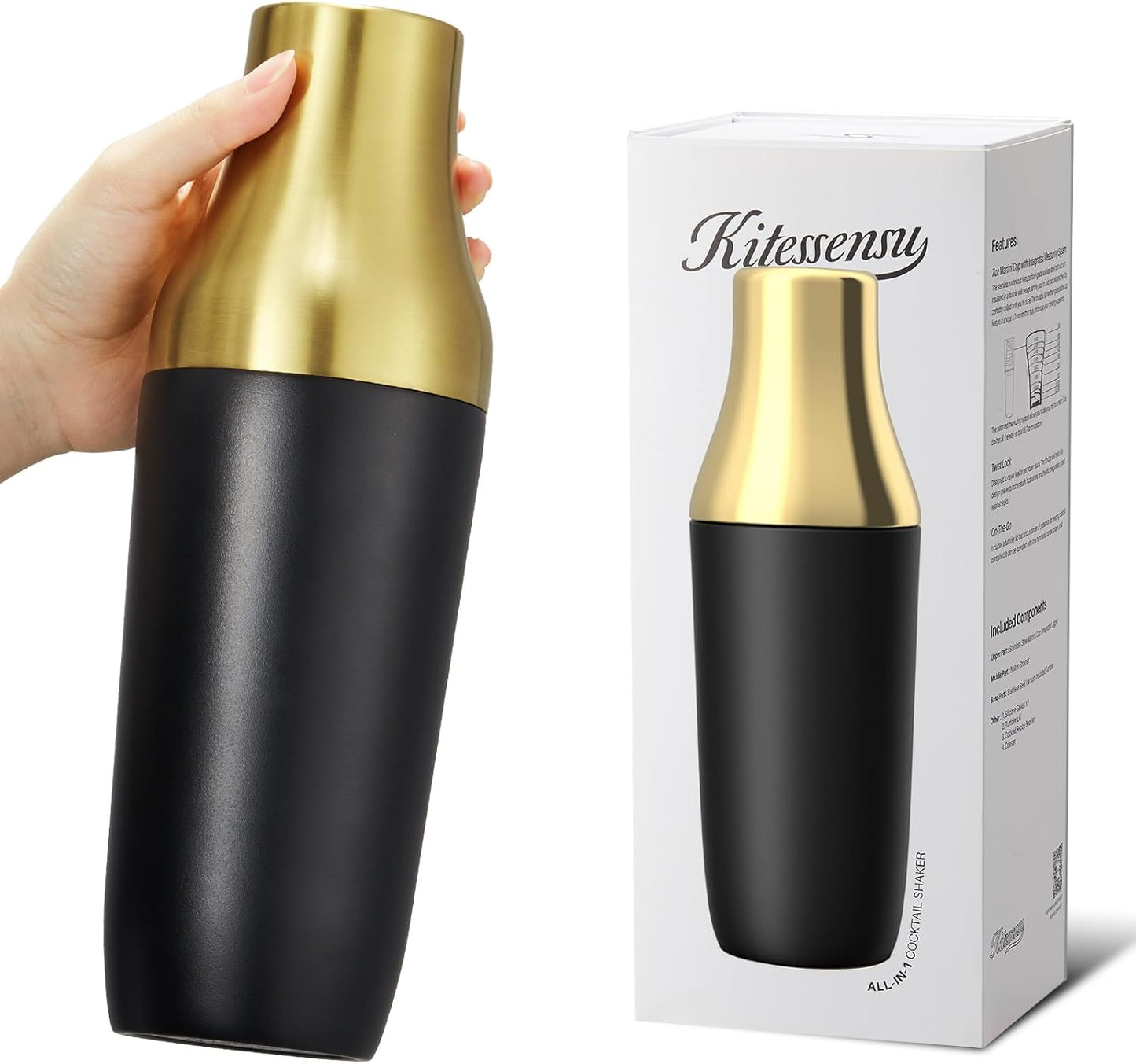 Vacuum Insulated Martini Shaker Set | Measuring System | Recipes & Lid Included