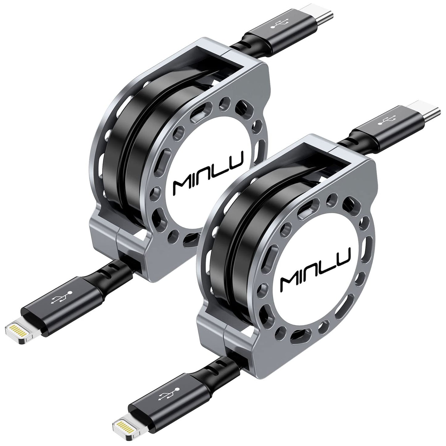 MINLU Retractable Fast Charge iPhone Cable Duo