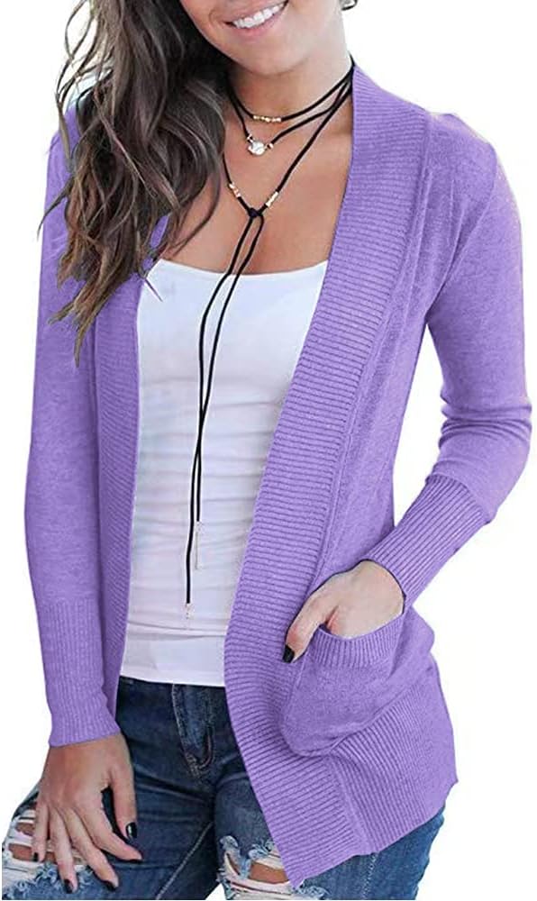 Stylish Open Front Casual Long Sleeve Knit Cardigan for Women