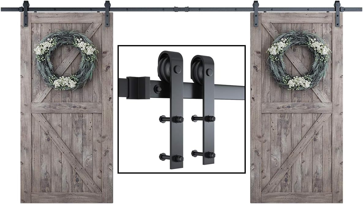SMARTSTANDARD 13 FT Double Barn Door Hardware Kit for Smooth Sliding