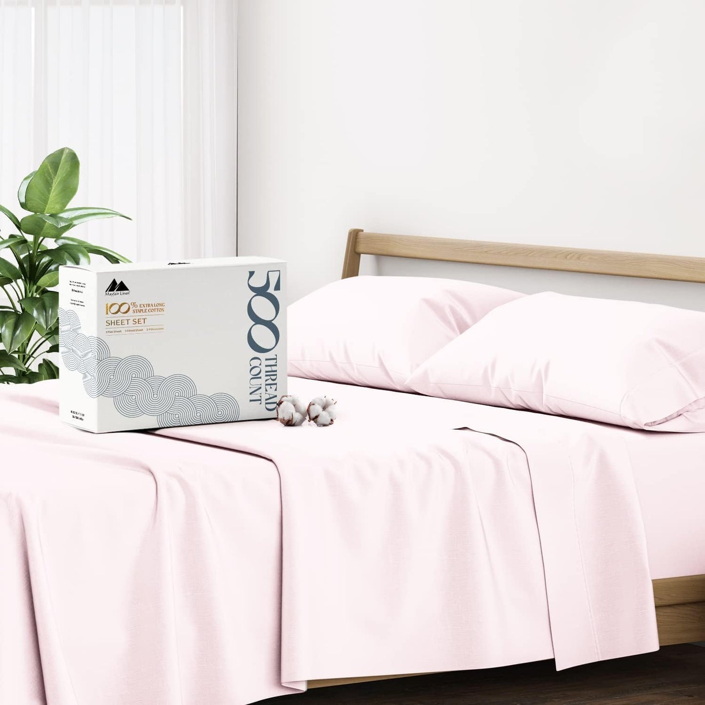 Mayfair Linen 100% Cotton Queen Bed Sheets Set - 500 Thread Count