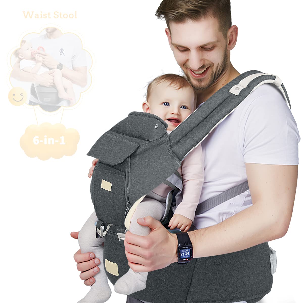 FRUITEAM 6-in-1 Baby Carrier - All-In-One Comfort