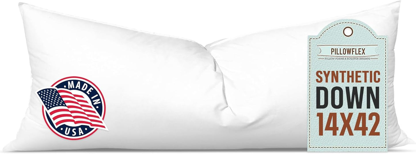 Pillowflex Synthetic Down Pillow Insert - Ultra Soft 14x42 Size