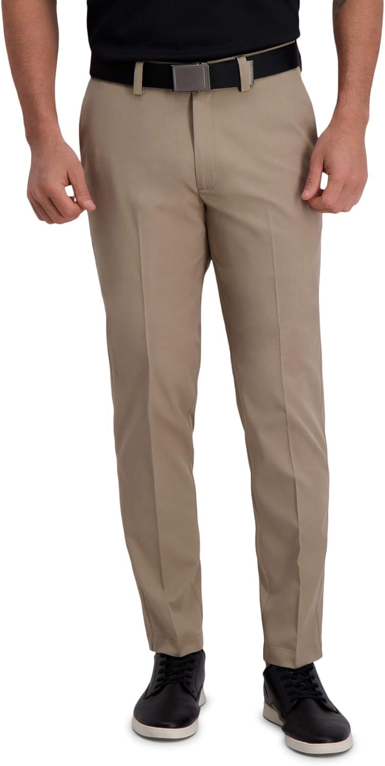 Haggar Men's Cool Right Performance Flex Slim Fit Flat Front Pant