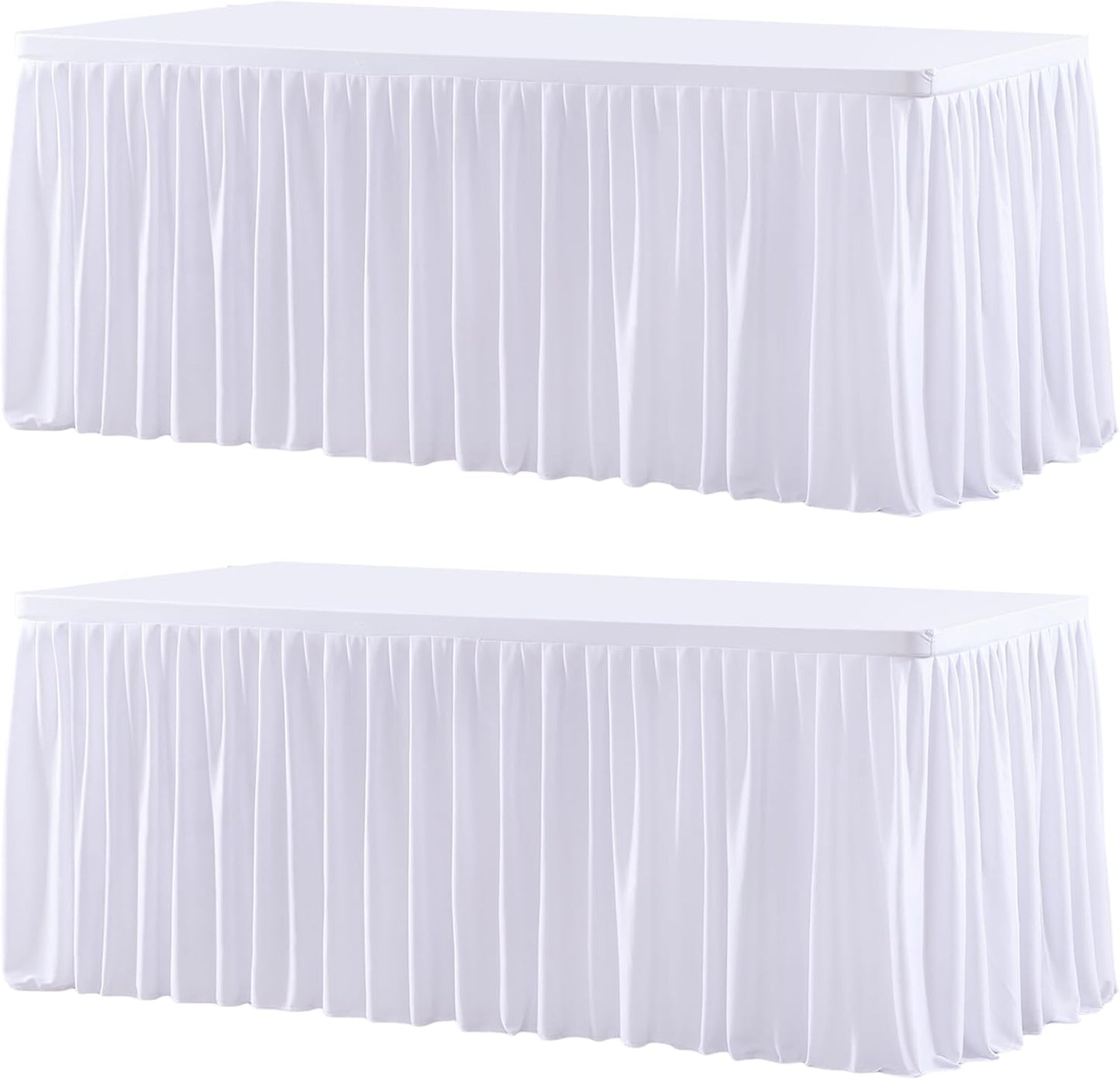 2 Pack White Rectangle Tablecloths for 8 Foot Tables Events