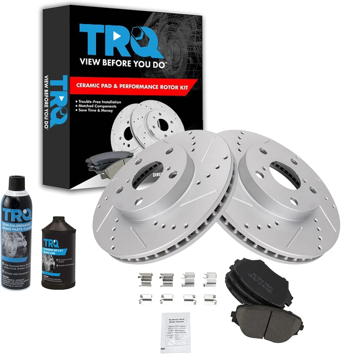 TRQ Front Performance Brake Pad & Rotor Kit for Toyota RAV4