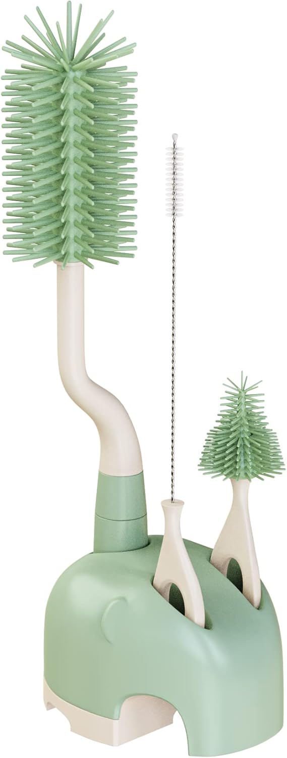 360 Rotating Silicone Bottle Brush Set ~ Green