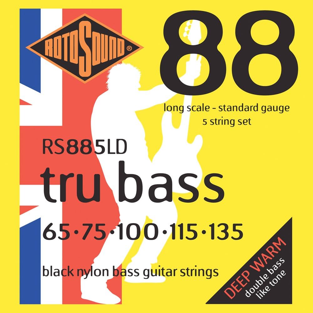 Rotosound RS885LD Black Nylon Flatwound 5 String Bass Guitar Strings