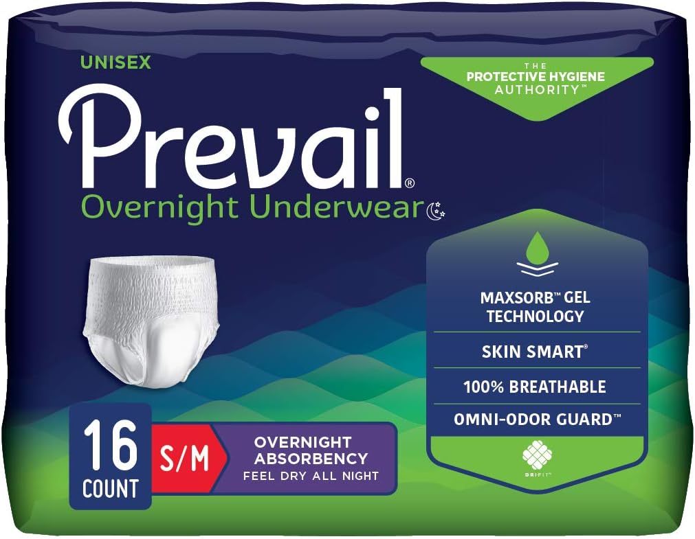Prevail Overnight Protective Underwear, Small/Medium, 16ct