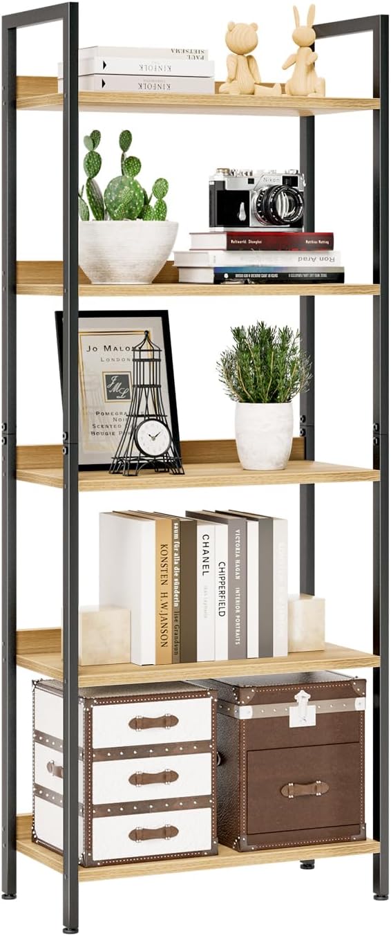 NUMENN 5 Tier Bookshelf for Home Office and Living Room Storage