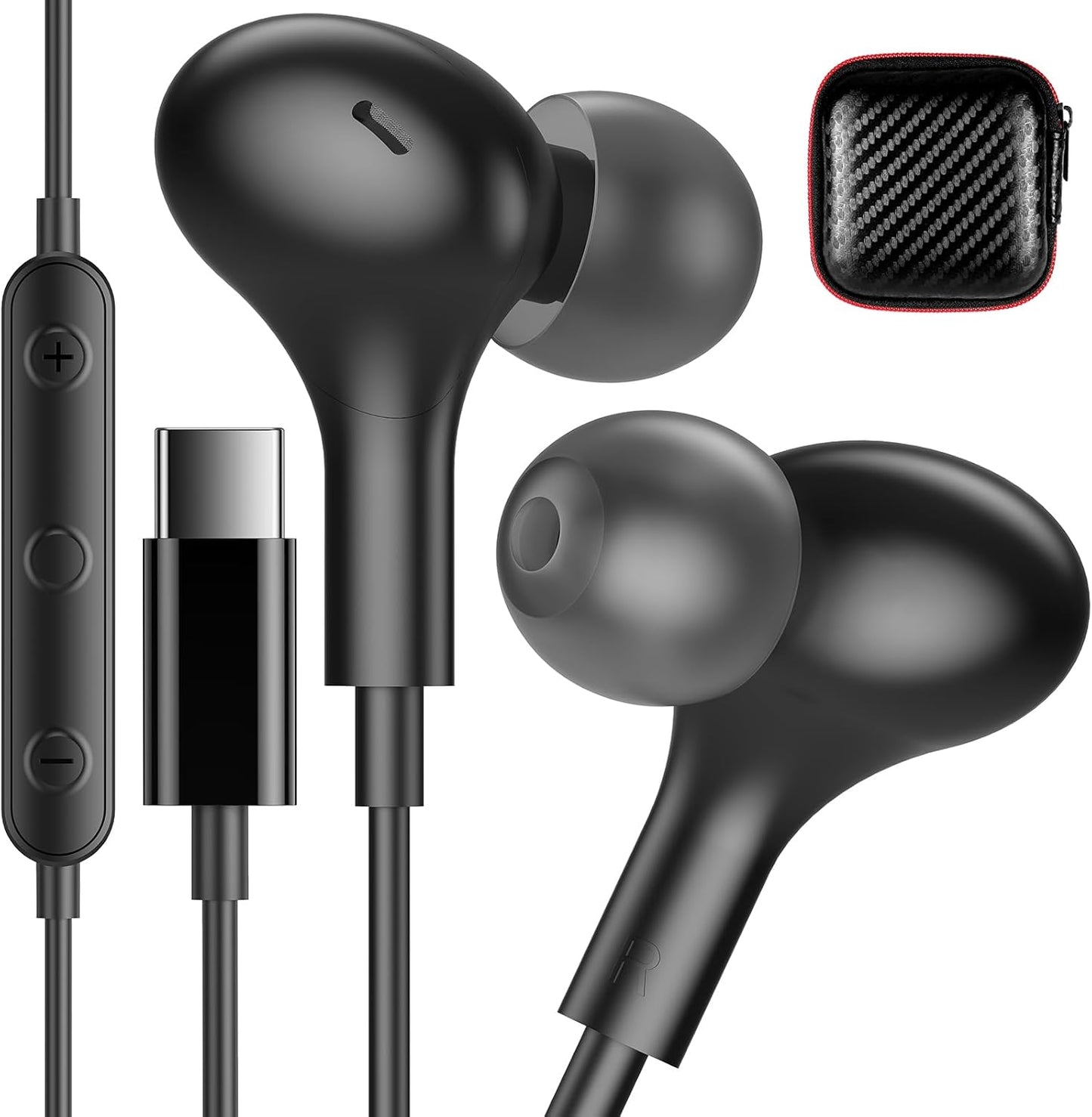 Type C Wired Earbuds w/ Microphone for Apple iPhone & Samsung Galaxy - iMangoo