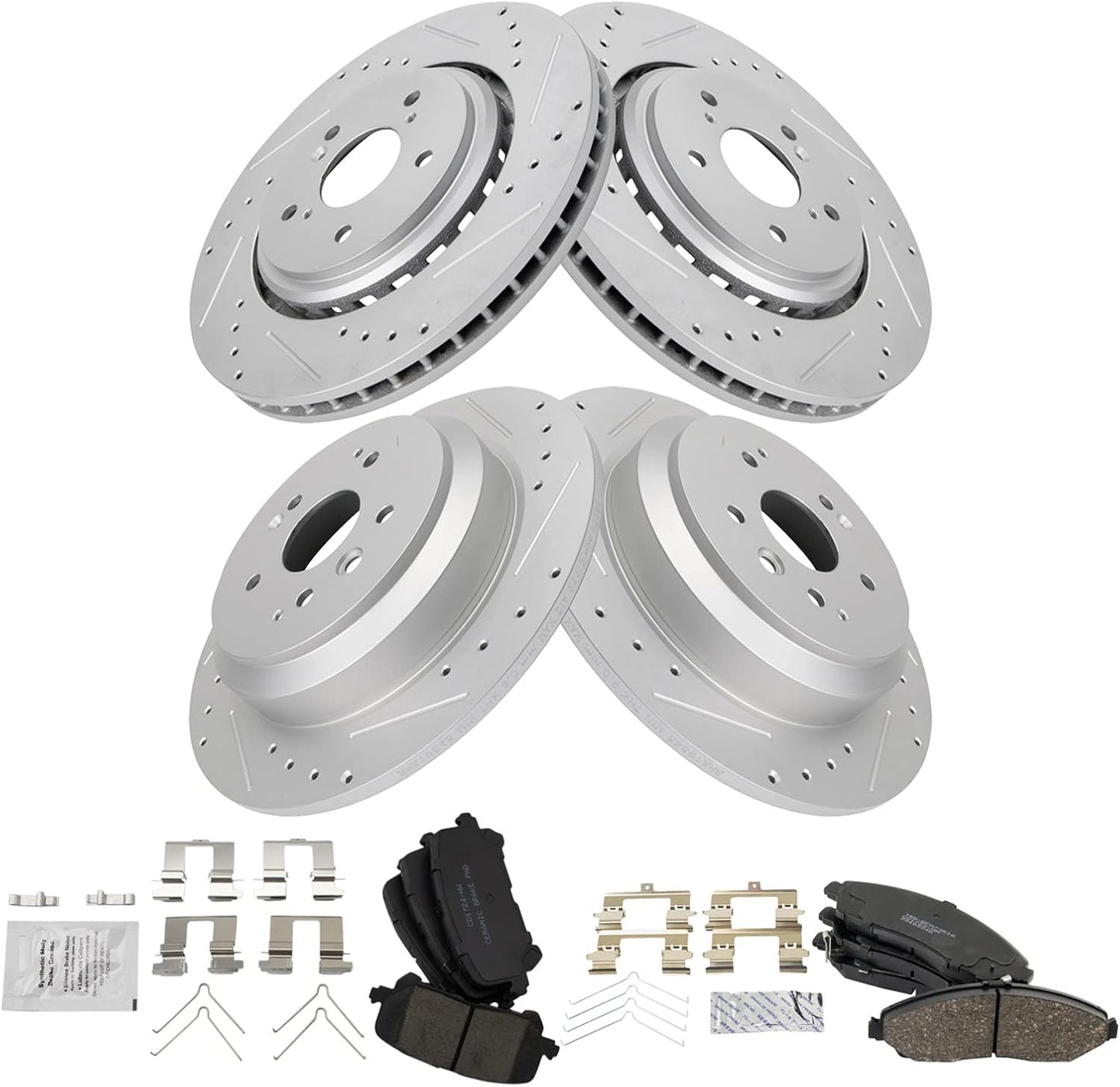 TRQ Front and Rear Performance Brake Pad & Rotor Kit for Acura MDX